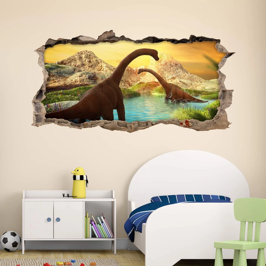 Nikima Wandtattoo 118 Brachiosaurus - Loch in der Wand in 6 vers. Größen bunt