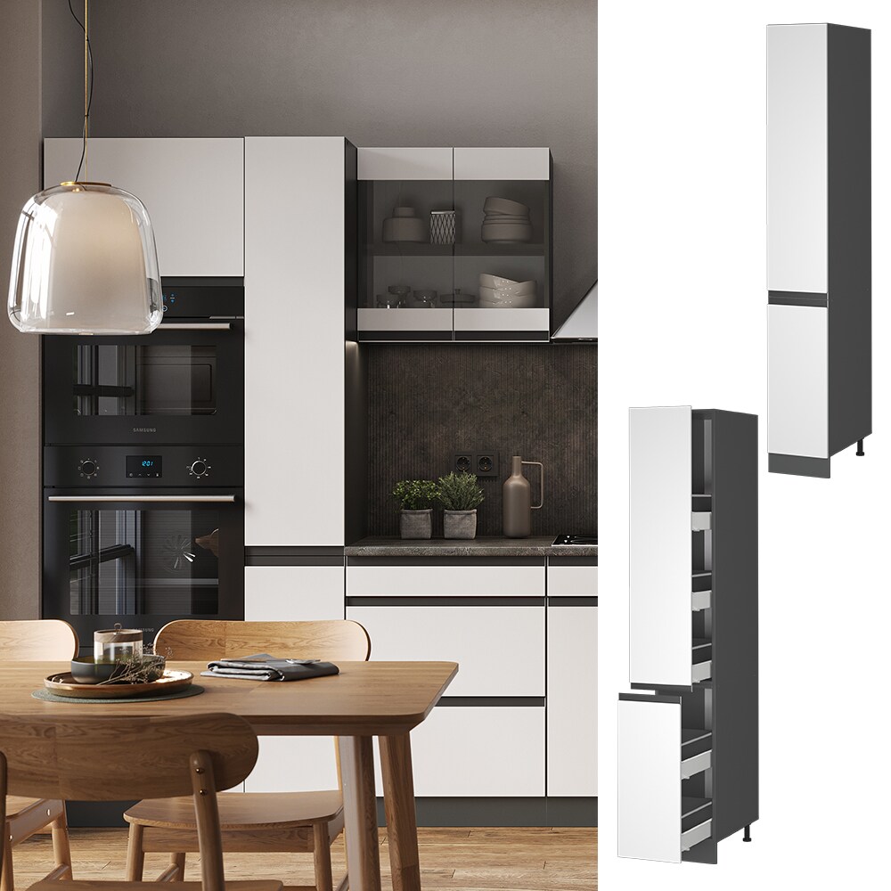 Vicco Apothekerhochschrank Küchenschrank Küchenmöbel R-Line J-Shape Anthrazit Weiß 30 cm modern