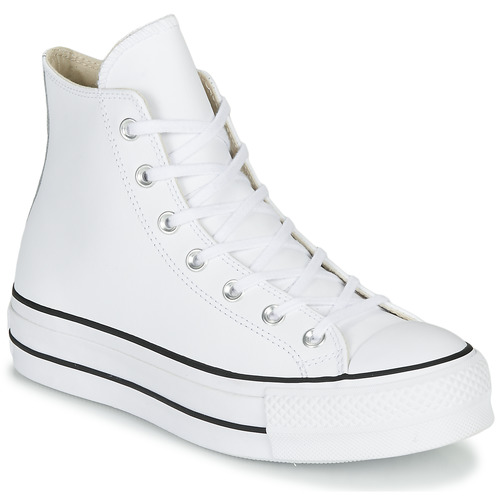 Converse - CHUCK TAYLOR ALL STAR LIFT CLEAN LEATHER HI - Blanc