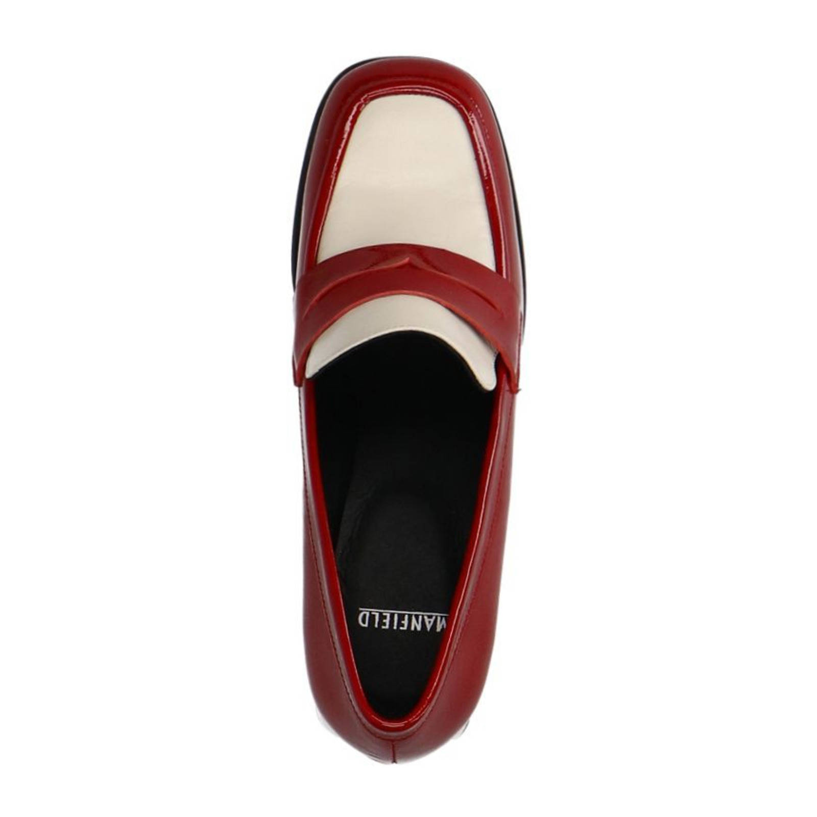 Manfield lakleren pumps rood/wit