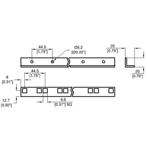 Penn Elcom gestanst rackprofiel, 20 x 20 x 3 mm