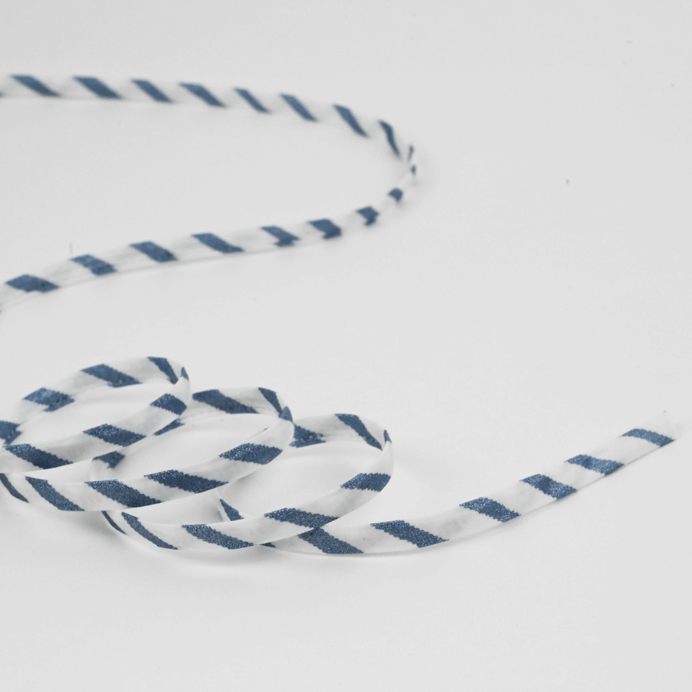 Cordon Spaghetti 7Mm Rayé Bleu Blanc