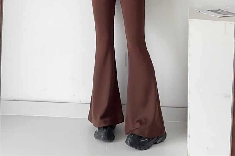 Bazer - Effen hoodie met rits / Hoge taille flared broek