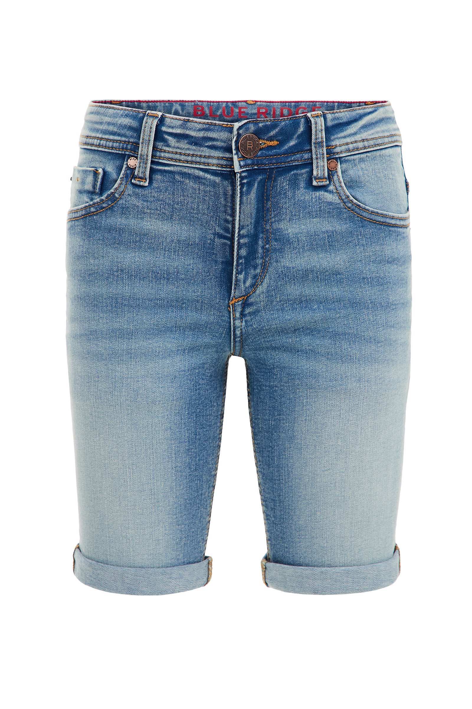 Jongens slim fit denimshort van jog denim Blue Ridge Blauw