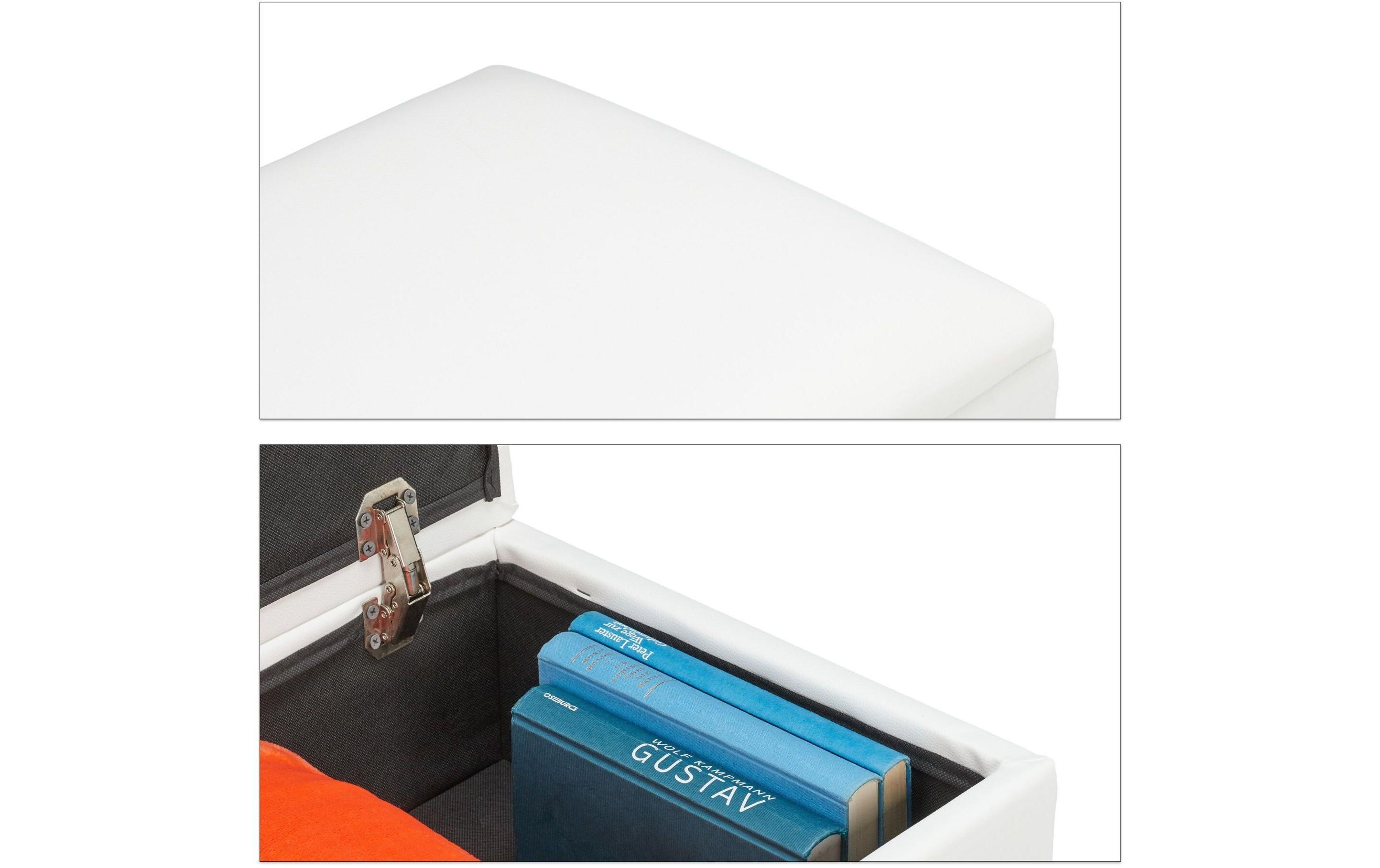 Hocker WeissSitzhocker mit Stauraum aus Kunstleder