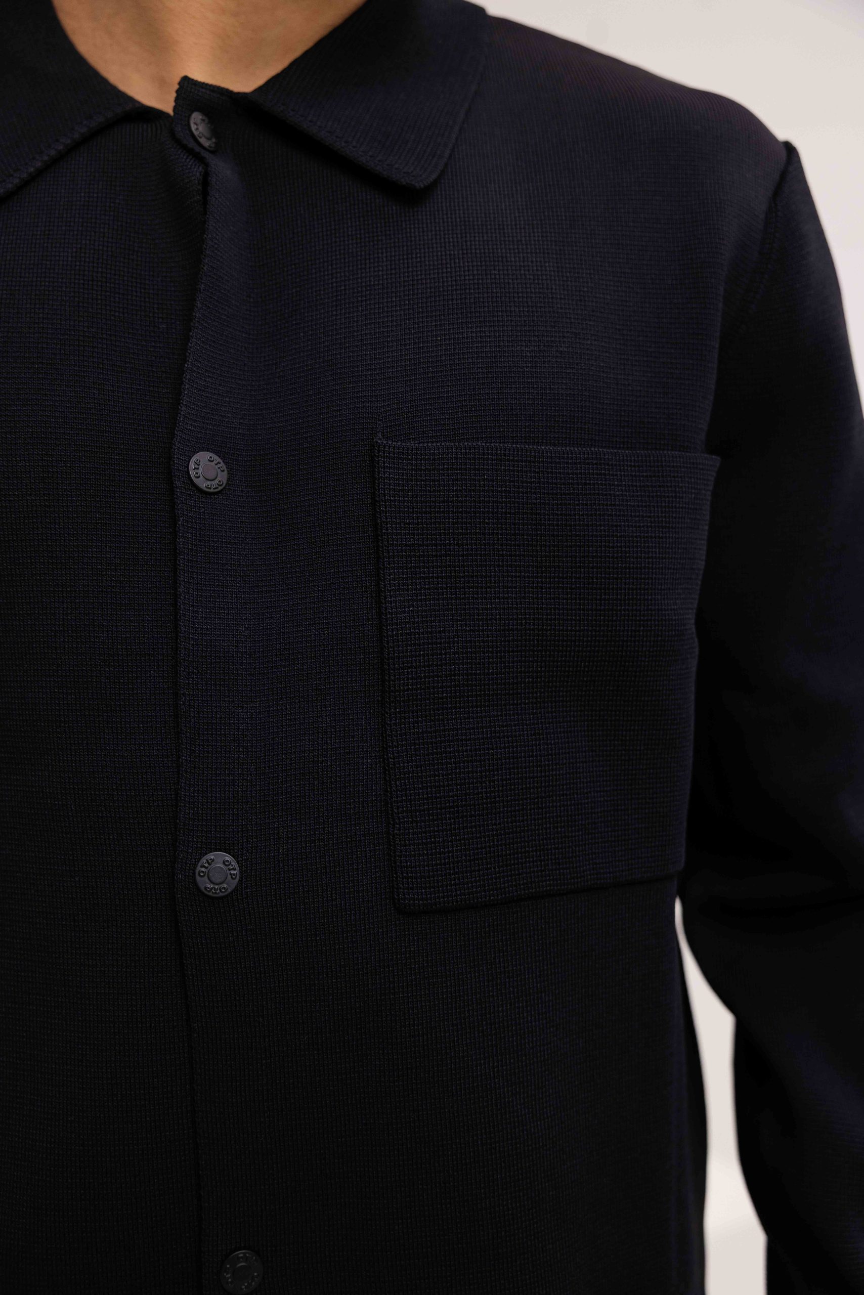 Off The Pitch Flat Knit Tailored Overshirt Heren Zwart