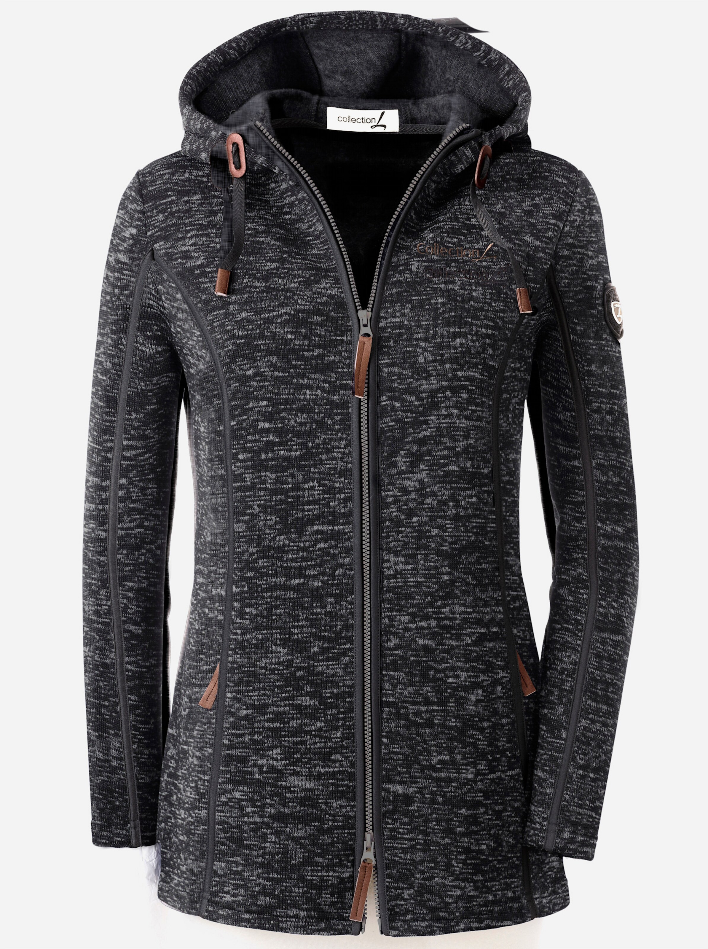 Kapuzenfleecejacke mit Umlegekragen