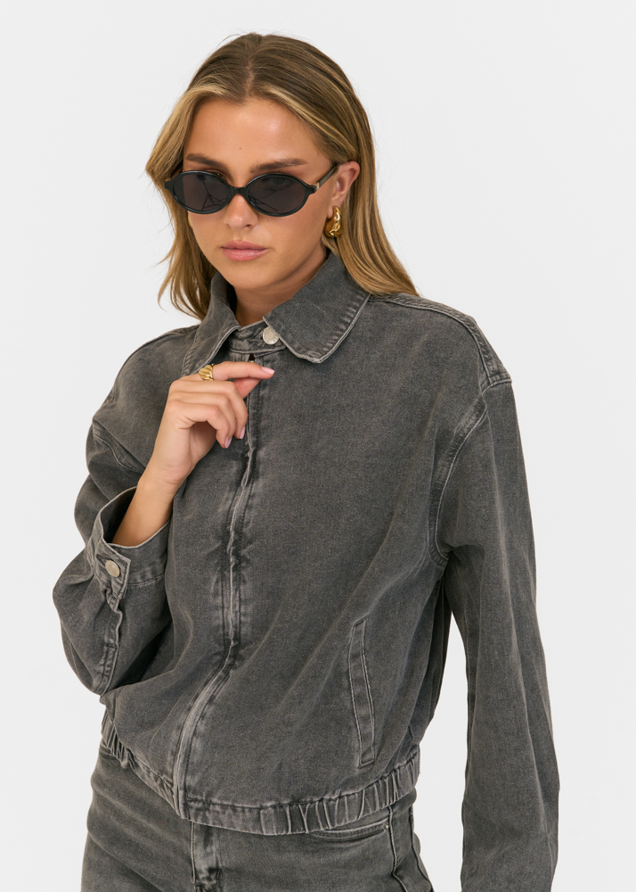 Denim jacket ash grijs