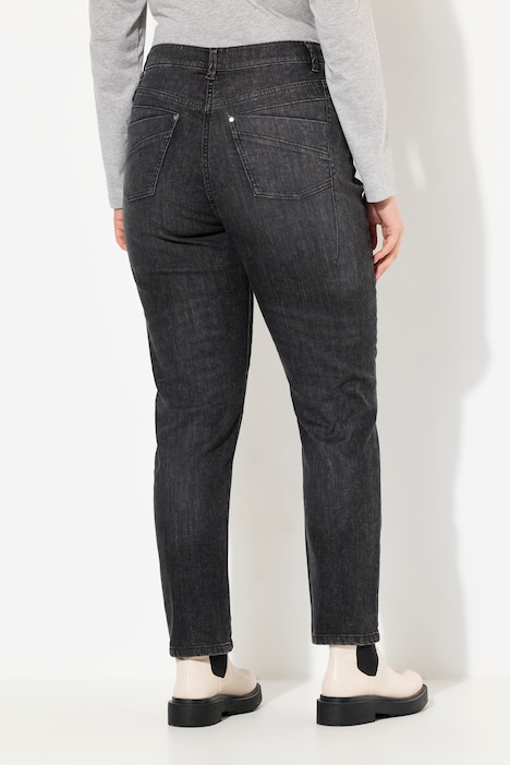 Mom-Jeans, weites Bein, Ziernieten, Komfortbund