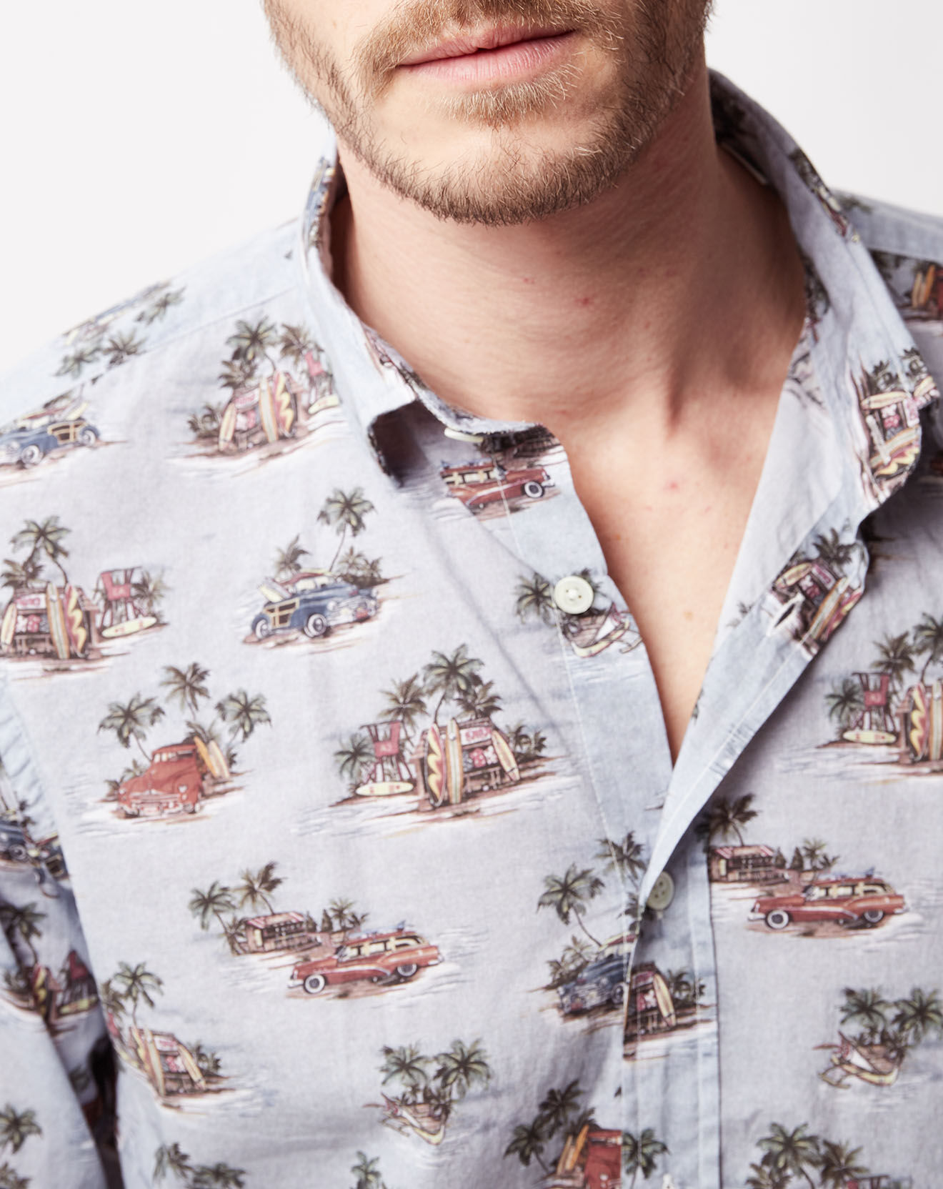 Hartford Chemise Slim fit Sammy avec imprimé bleu/multicolore