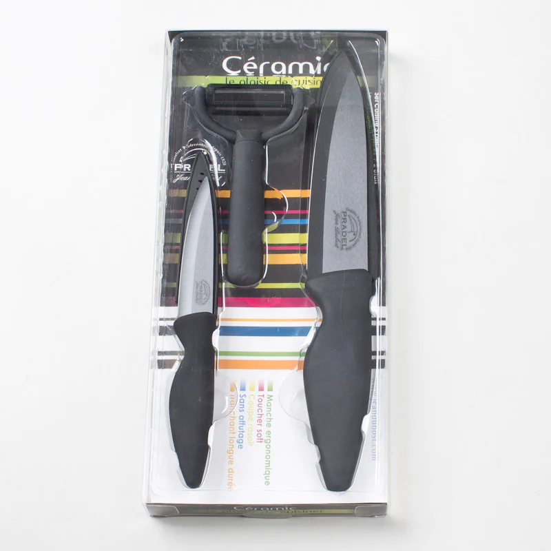 Set de 2 couteaux et éplucheur en céramique avec étuis Jean Dubost
