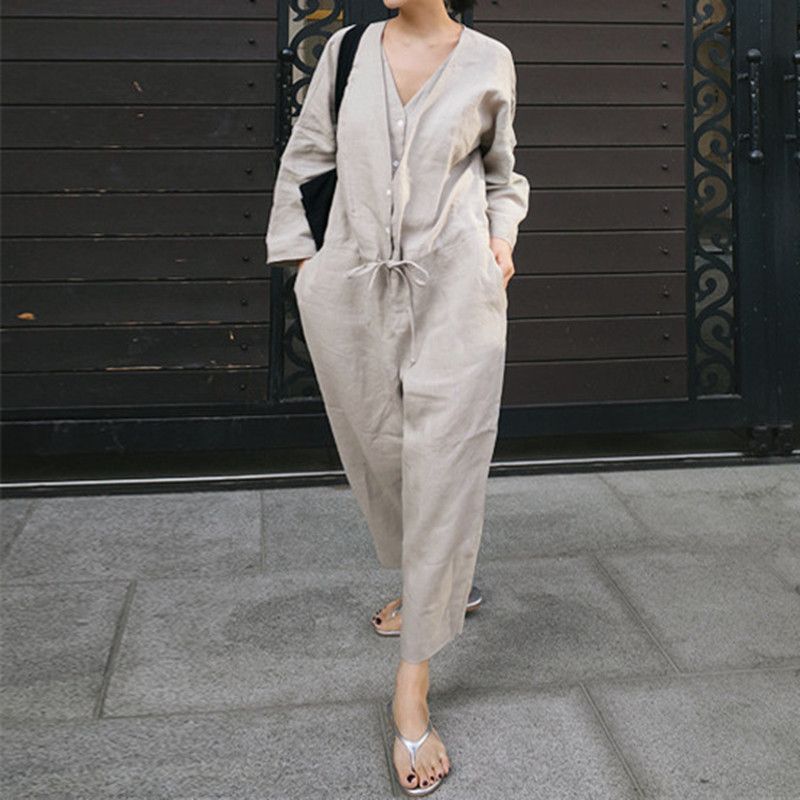 Felixia - Jumpsuit met wijde pijpen en elleboogmouwen