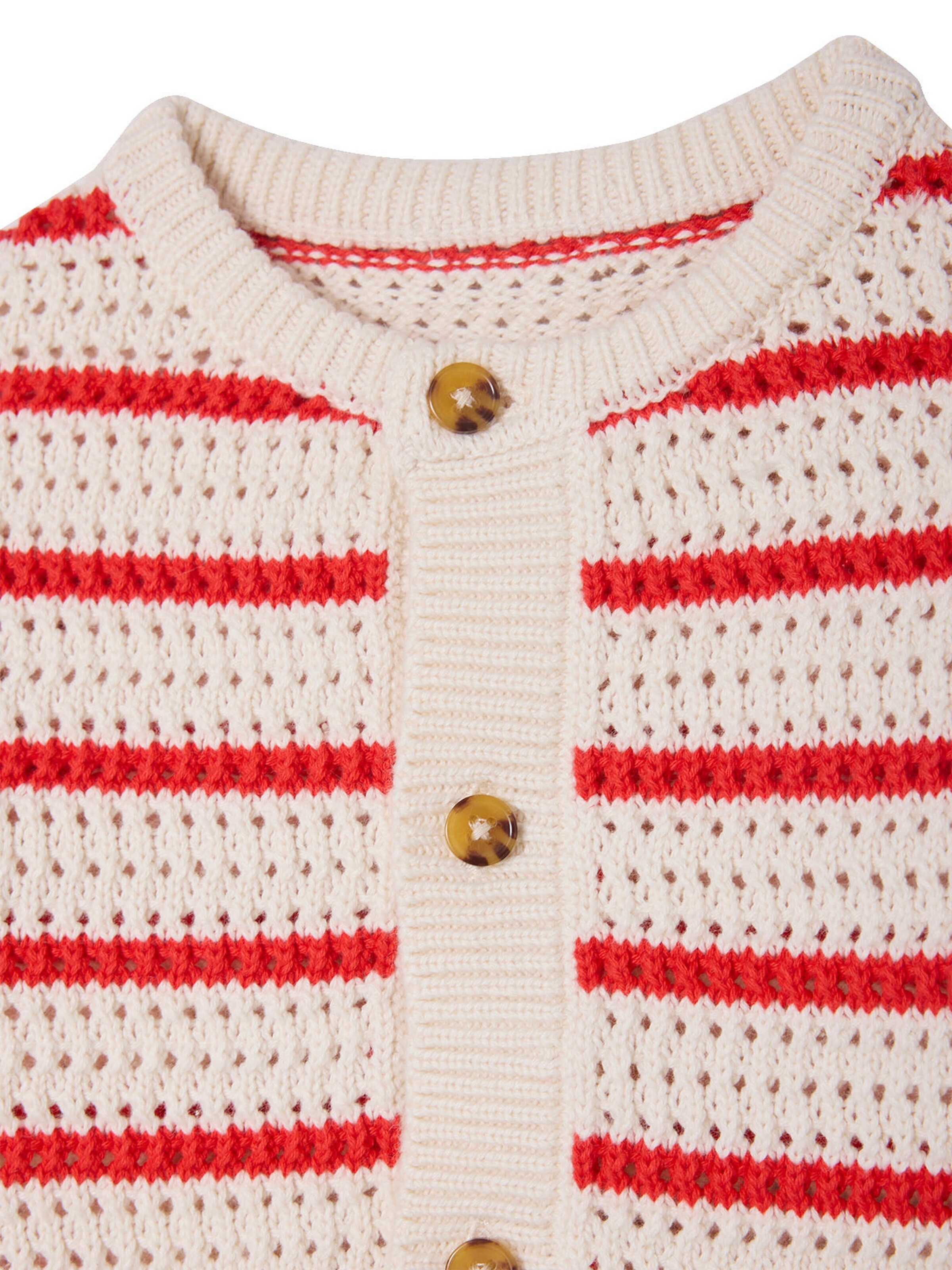 Vertbaudet Baby Strickjacke mit Ajourmuster rot gestreift