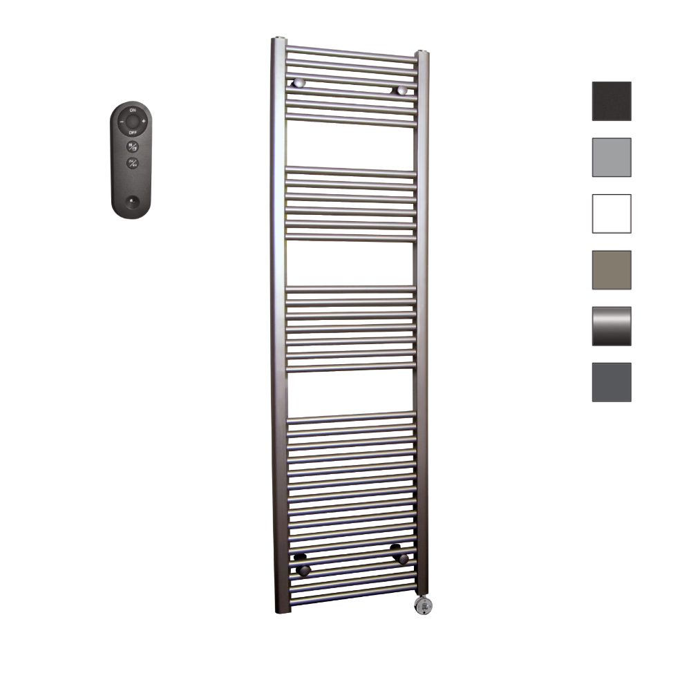 Sanicare HVS elektrische radiator 60x172cm inox-look met afstandsbediening en thermostaat chroom rechtsonder