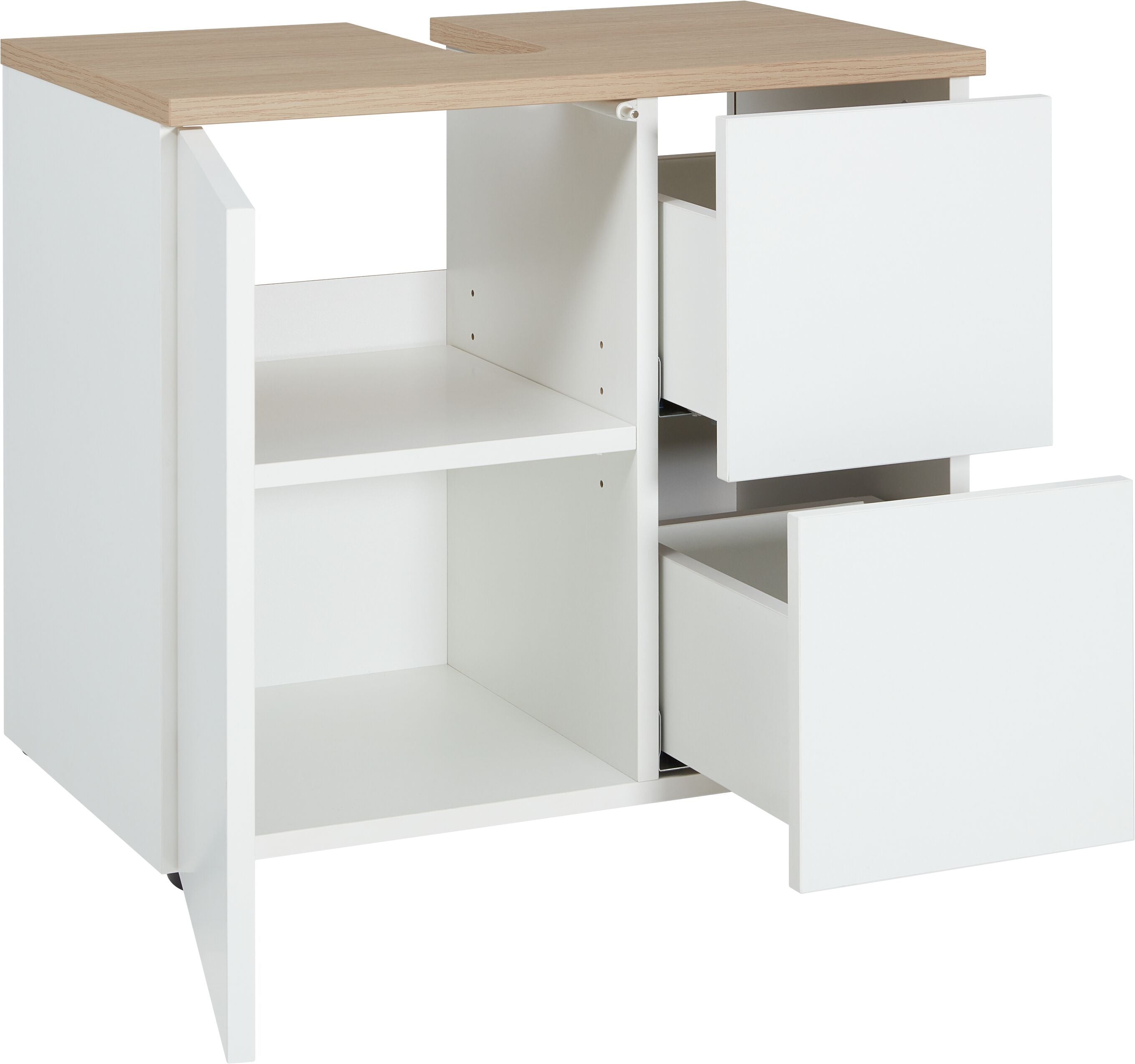 CORTES II Lavaboy - Weiss / Eiche / B: 60.0 cm x T: 37.0 cm x H: 52.0 cm