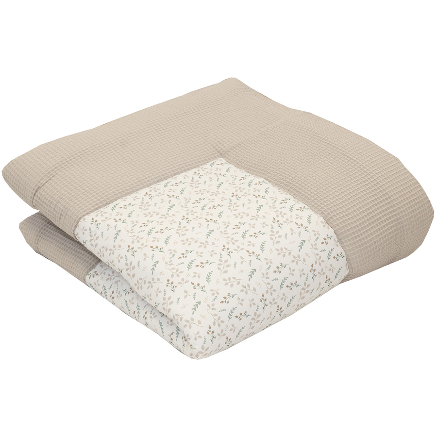 ULLENBOOM Krabbeldecke & Laufgittereinlage Waffel Motiv Floral Sand 120 x 120 cm