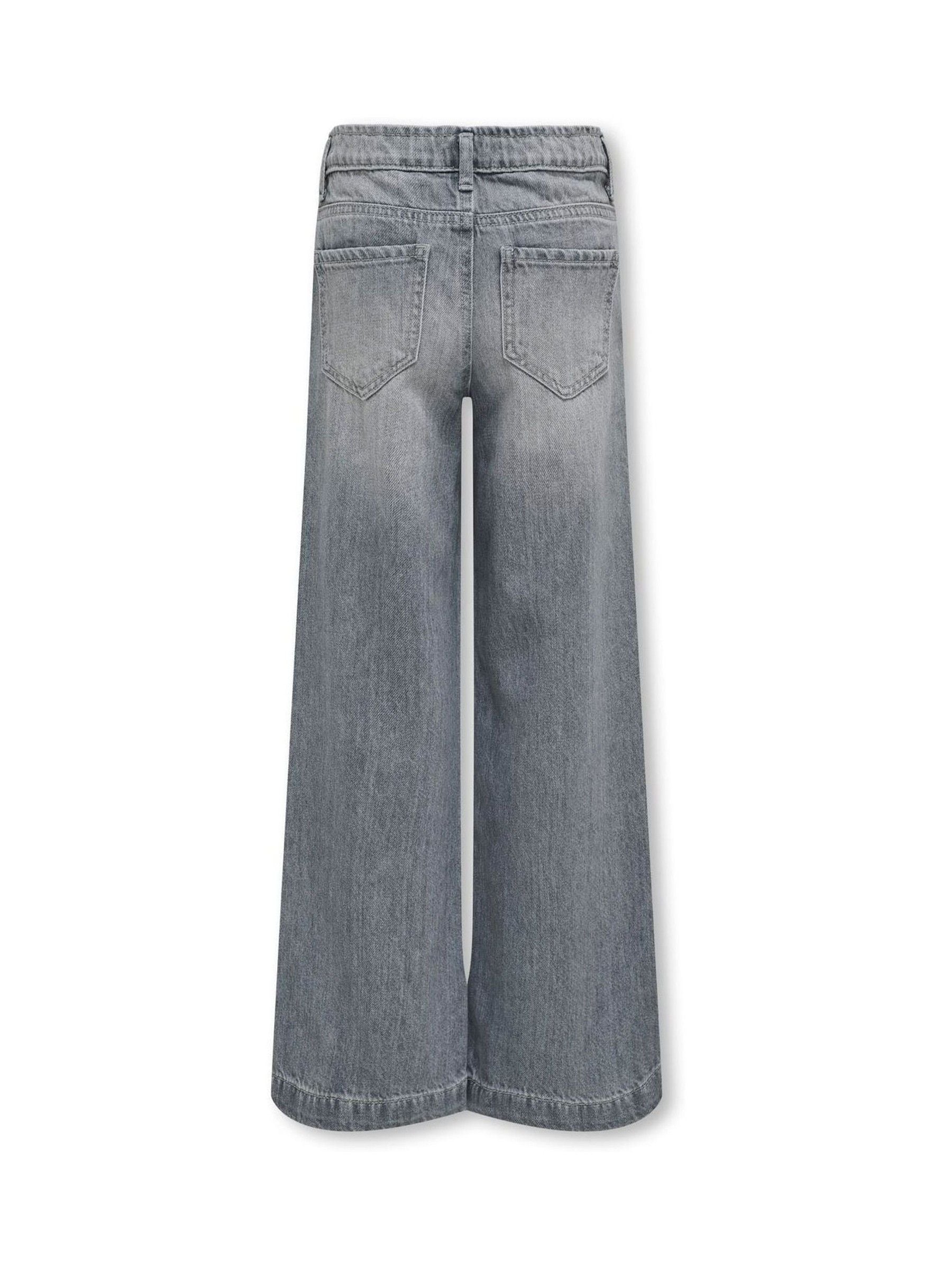 ONLY KIDS grijze jeans met wijde pijpen en verstelbare taille van 100% katoen