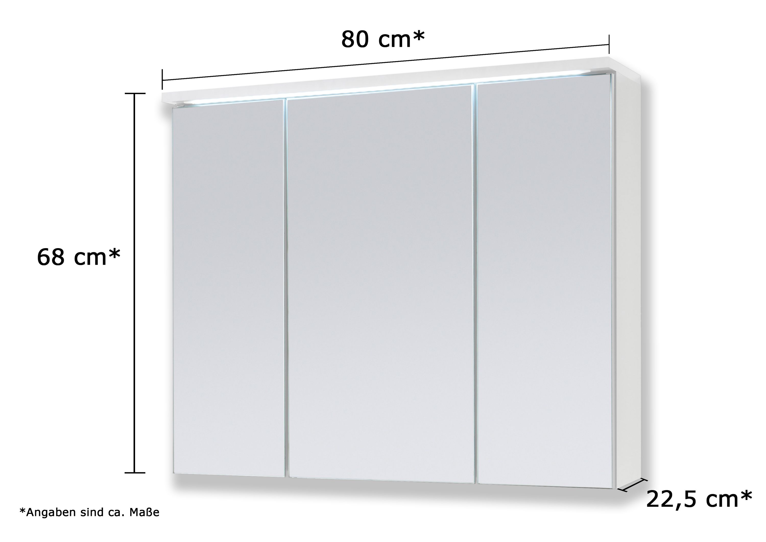Badmöbel Spiegelschrank DUO 80 mit LED Beleuchtung Weiß