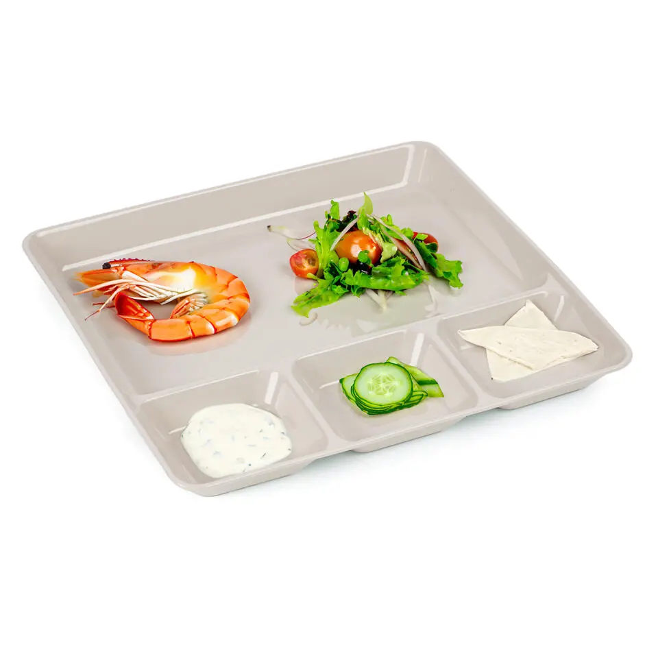 Plasticforte Vakjesborden - 1x - beige - gourmetbord - 26x24 cm