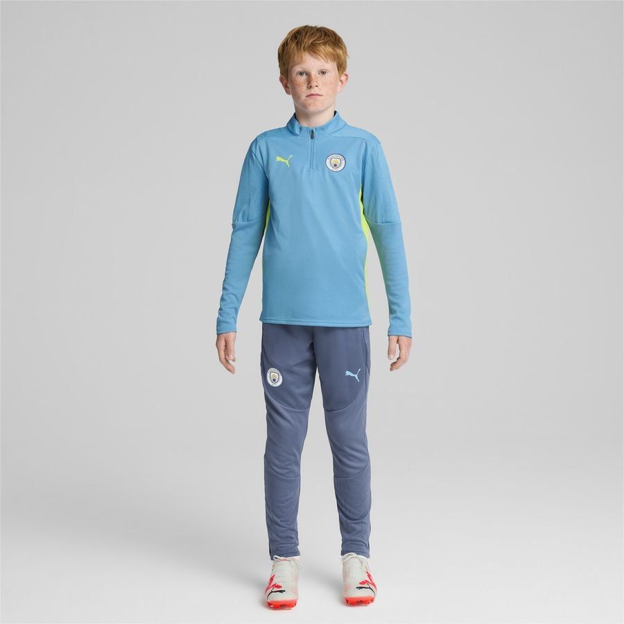 Manchester City Maillot d'Entraînement Fermeture Éclair 1/4 - Magic Blue/Jaune fluo Enfant