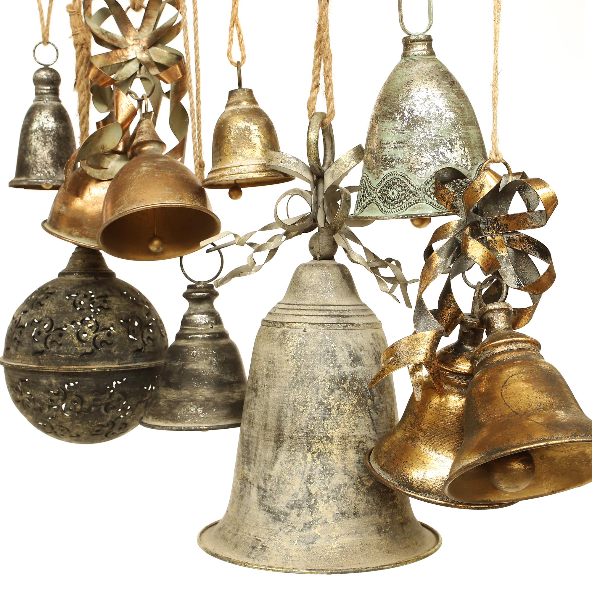 Große Metallglocke 'Melchior', antik silber, H 43 cm, Ø 24 cm von fischer's lagerhaus