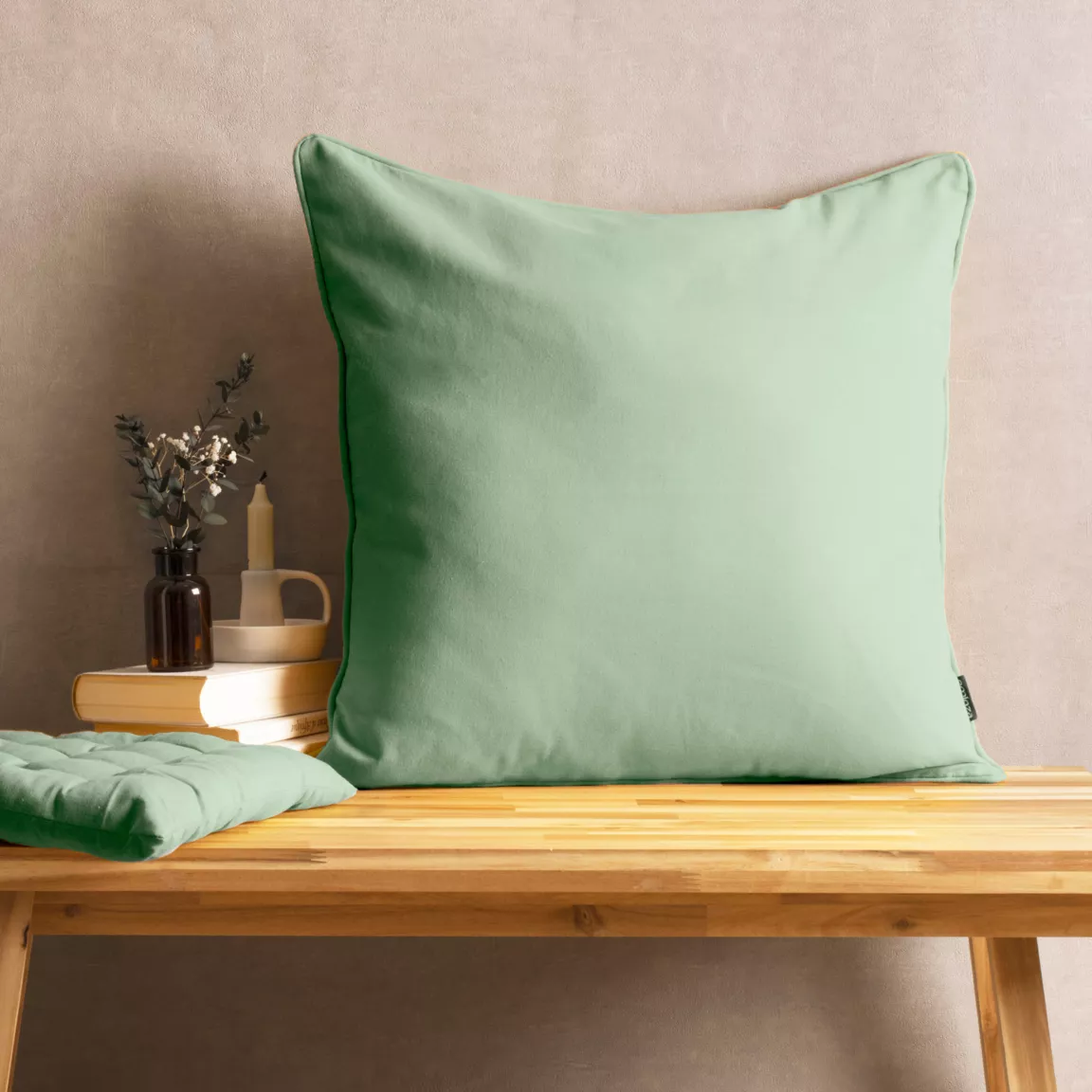 Coussin carré coton (60 x 60 cm) Pixel Vert menthe