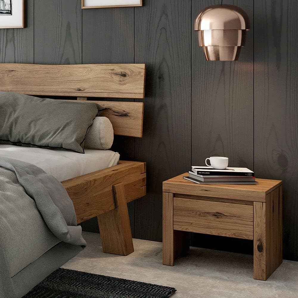 Generic Bett Futonbett Balkenbett Rustic-Eiche massiv Holz geölt Schlafzimmer Henny 180 x 200 cm