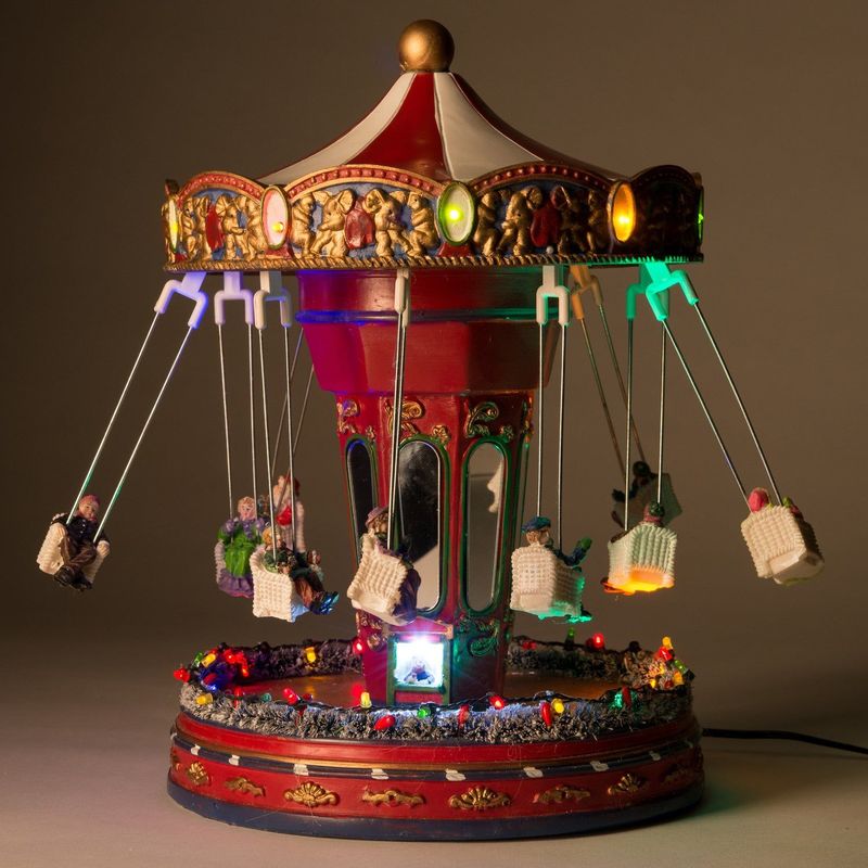 Intratuin - Kerstdorp Draaimolen - 21 x 21 x 28 cm - Kerstversiering
