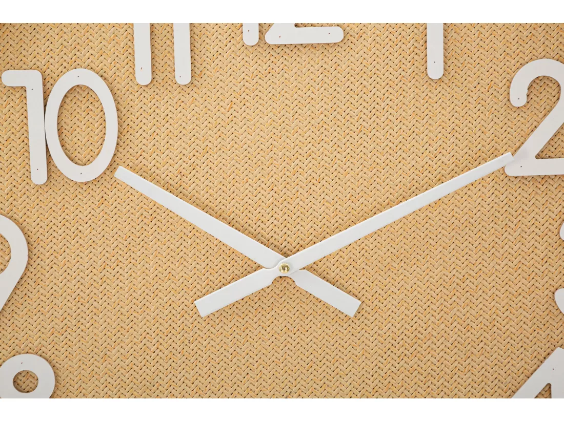 Horloge Murale Rond Boho Plus - Cadre en Rotin et MDF - Ø 60x4,5 cm