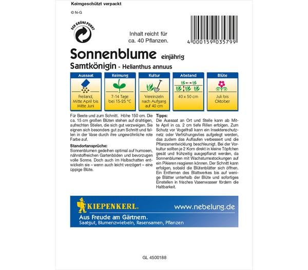 Kiepenkerl Saatgut Sonnenblume 'Samtkönigin'