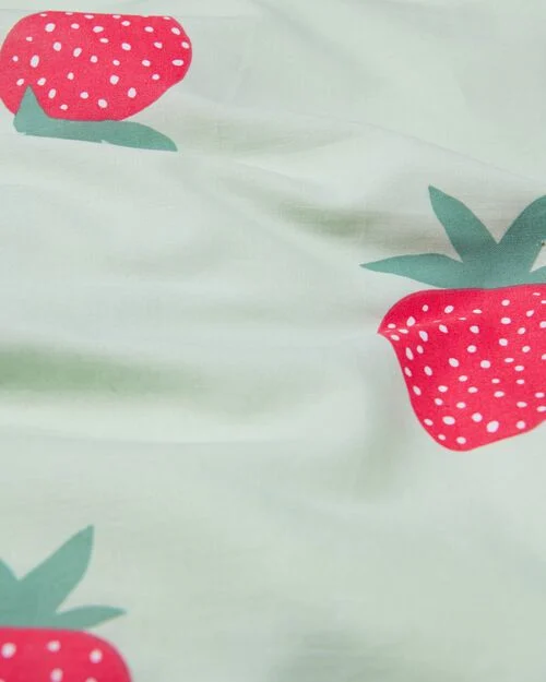 housse de couette coton doux enfant 140x200 fraises