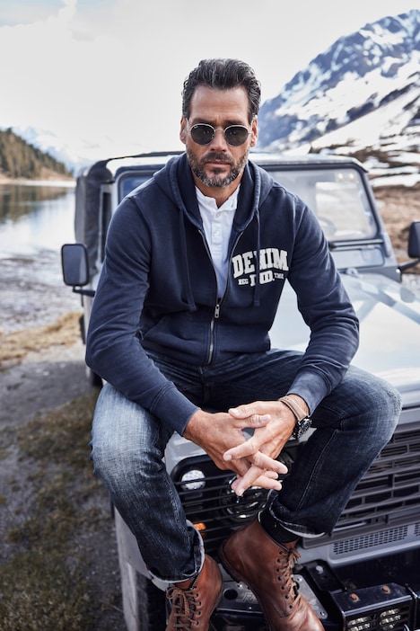 JP 1880 Sweatjacke, Kapuze, Vintage Look, bis 8 XL