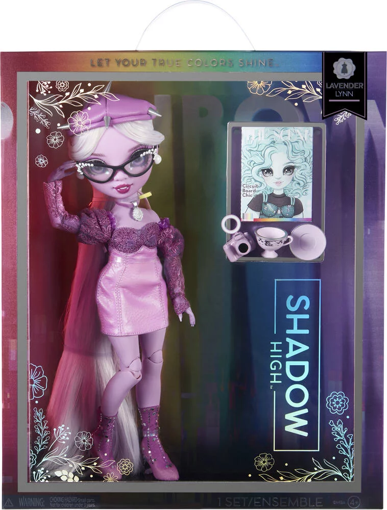 SHADOW HIGH - POUPEE MANNEQUIN 27 CM LAVENDER LYNNE VIOLET AVEC COMPAGNON ET ACCESSOIRES