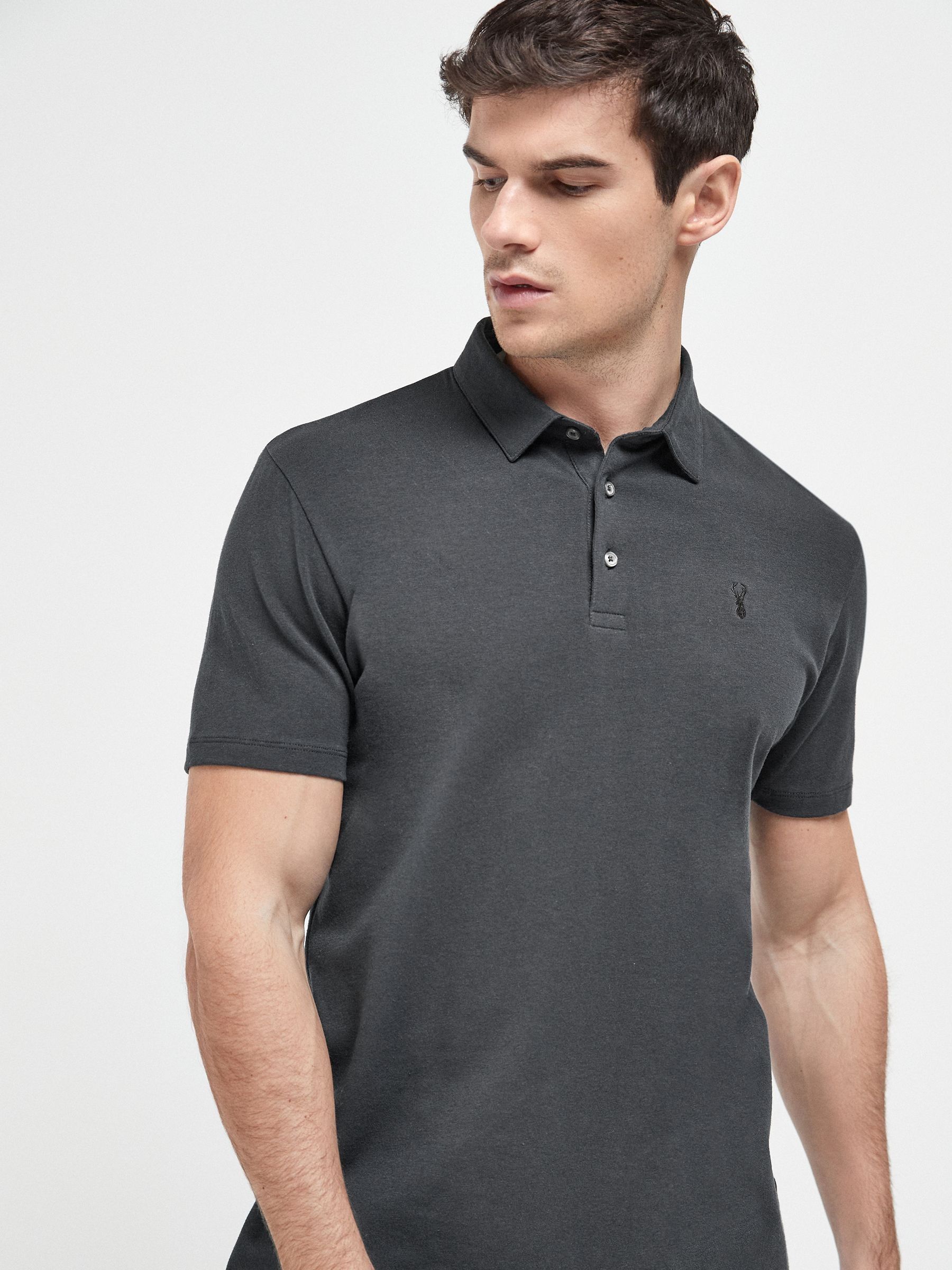 Blauw/grijs/zwart - Set van 3 jersey poloshirts met korte mouwen