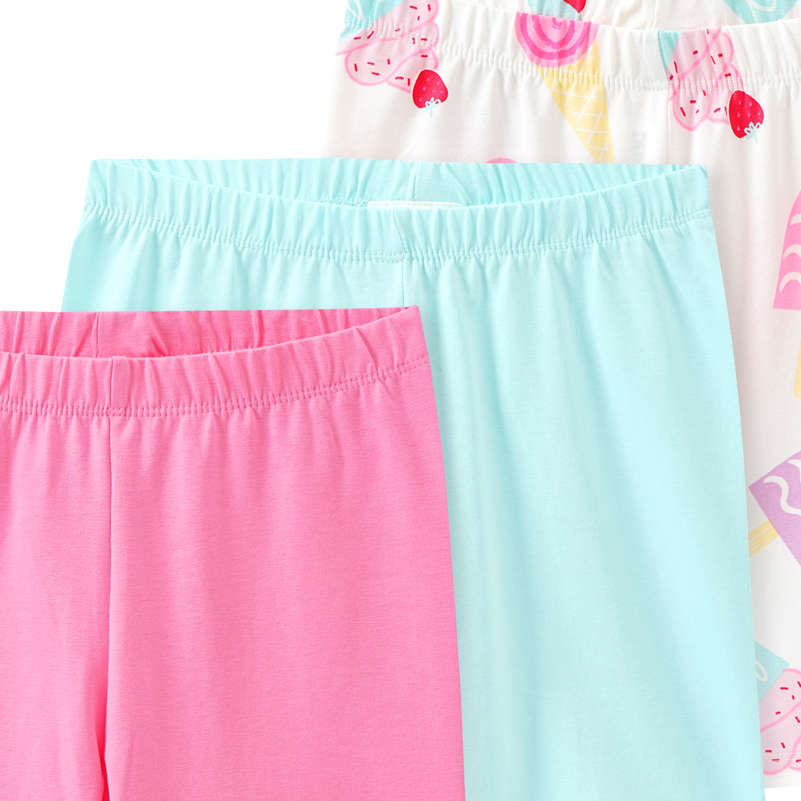 Famy 3 Mädchen Radler mit bunten Motiven rosa / helltürkis / weiss