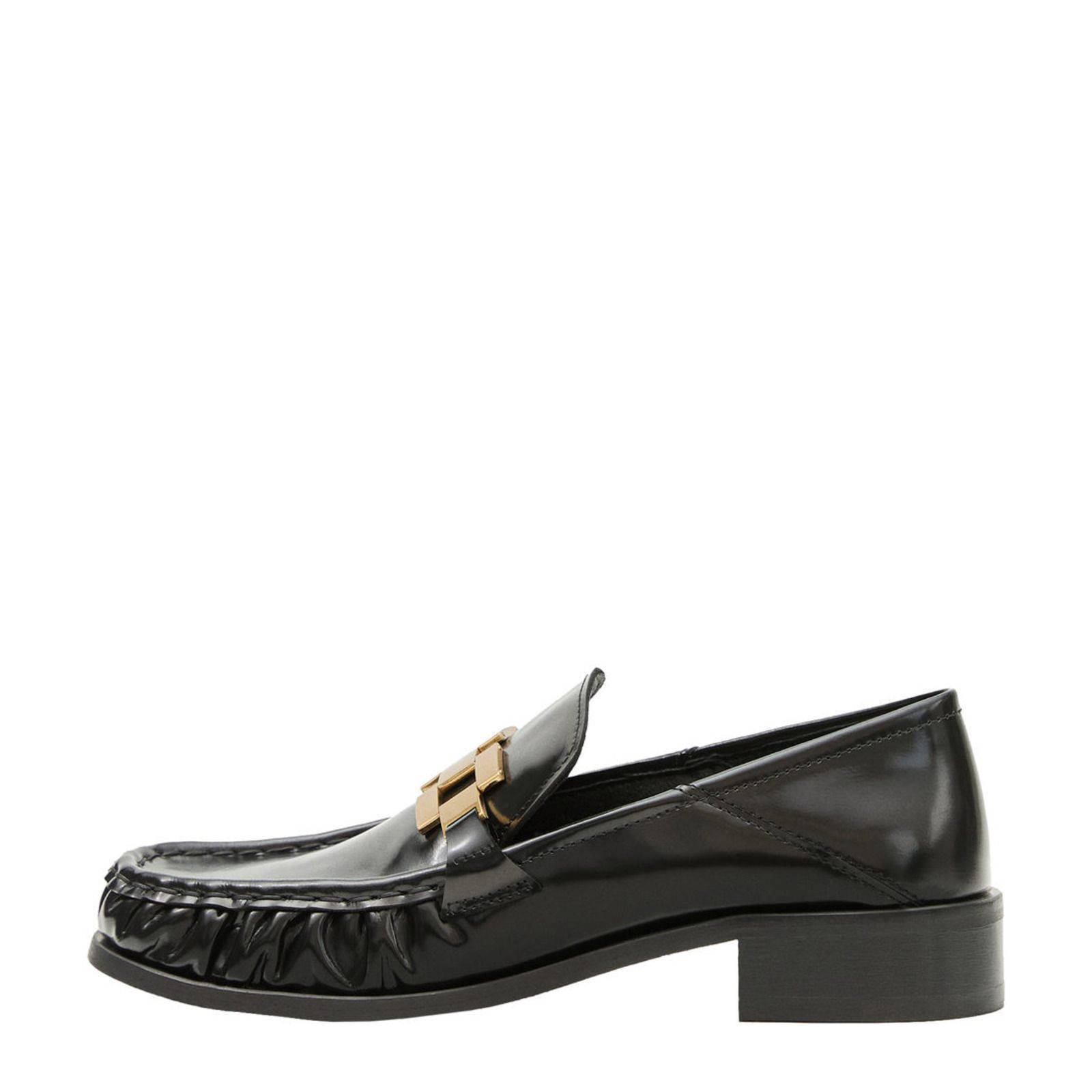Mango leren mocassins zwart