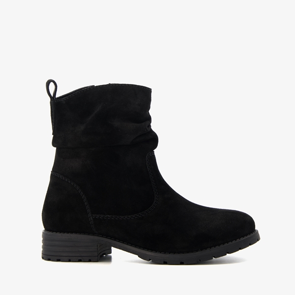Hush Puppies suède dames enkellaarsjes zwart