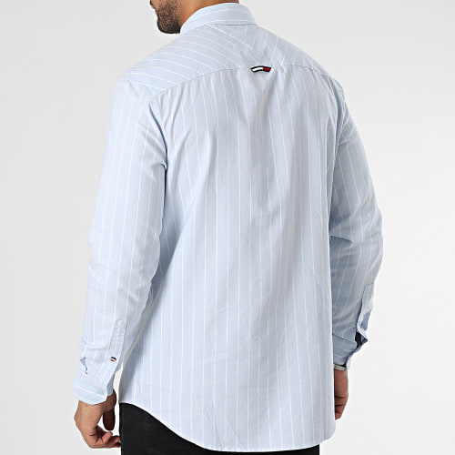 Chemise Manches Longues A Rayures Classic Oxford Stripe 7244 Bleu Clair