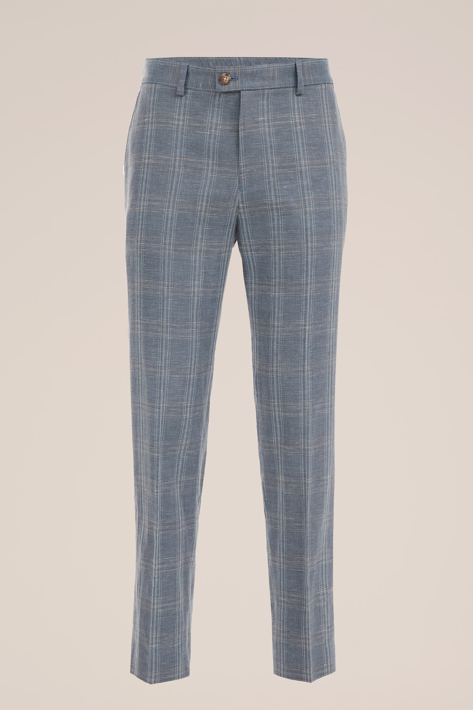 slim fit pantalon met dessin Van Gils Grijsblauw