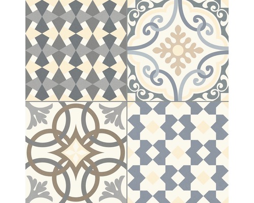 Porseleinen wand- en vloertegel Heritage grijs in 19 verschillende designs 33,15 x 33,15 cm