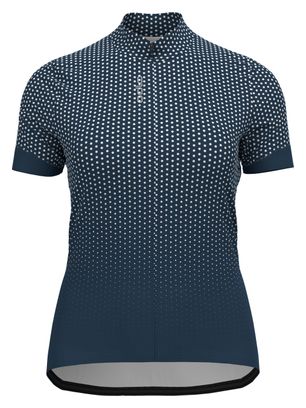 Maillot Manches Courtes Zippé Odlo Essential Femme Bleu / Blanc