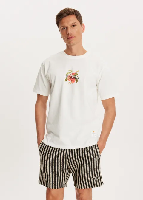 T-shirt met print wild peach off-white (WIT.O)