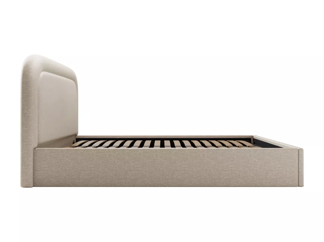 Lit coffre 160 x 200 cm - Tissu chiné - Beige - FIREZA II