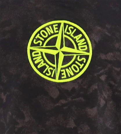 Stone Island T-Shirt - Schwarz Meliert/Gelb m. Logo