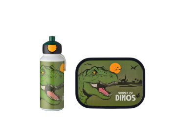 Lunchset Campus (pop-up drinkfles en lunchbox) - Dino