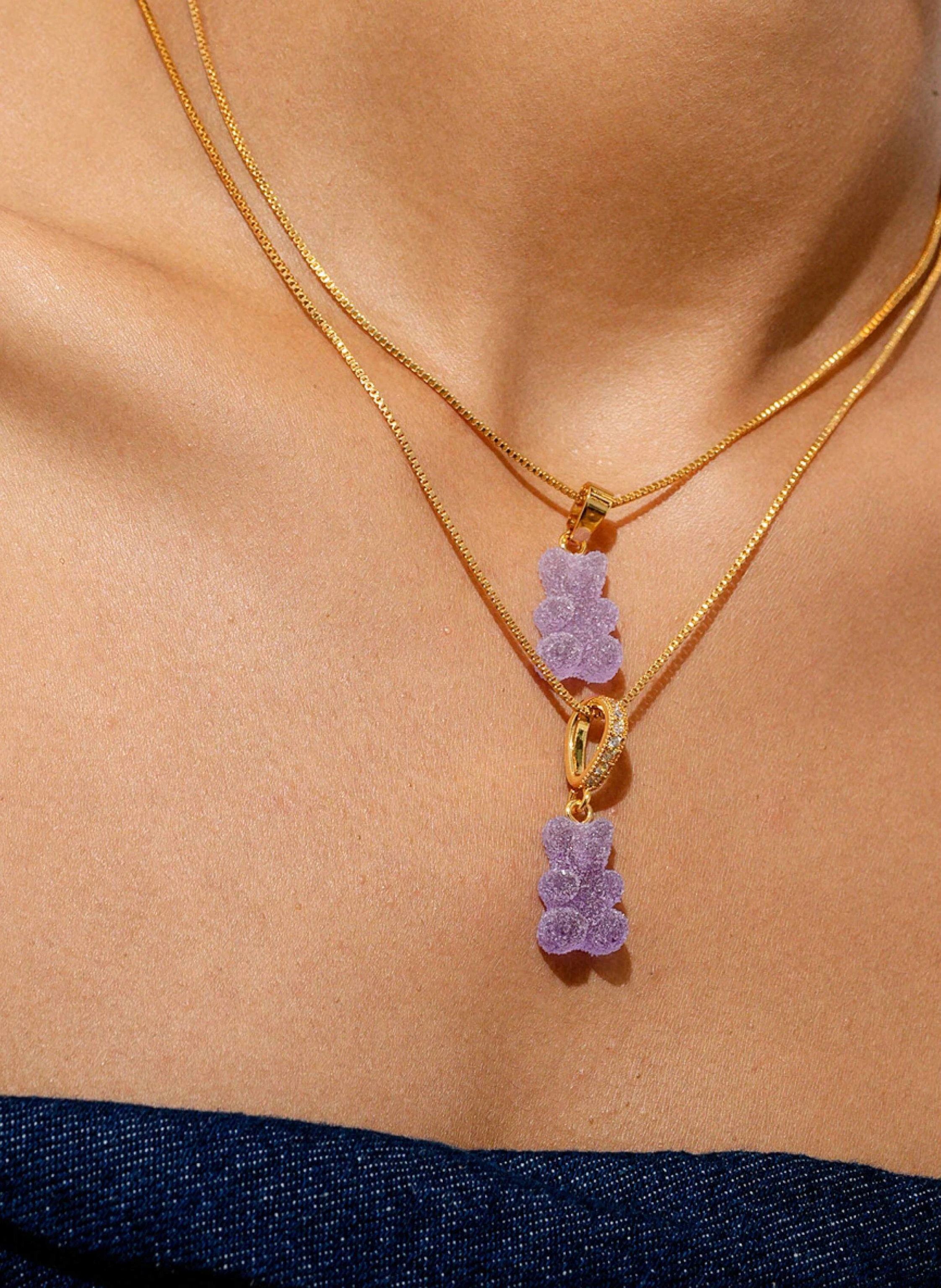CRYSTAL HAZE Anhänger FIZZY NOSTALGIA BEAR GRAPE PAVE by GLAMBOU