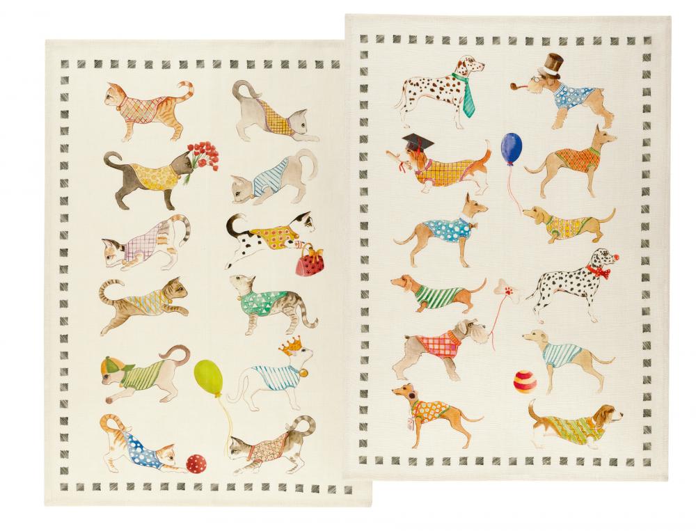 Lot de 2 essuie-verres-Comme chien et chat