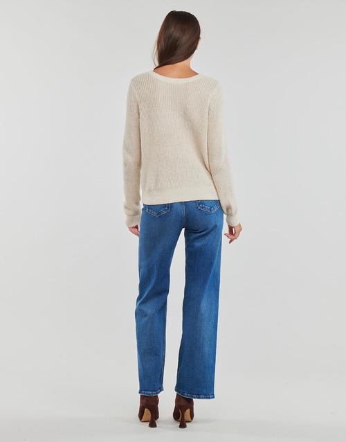 Vila - VIDEBRA REV L/S V-NECK KNIT TOP - Beige