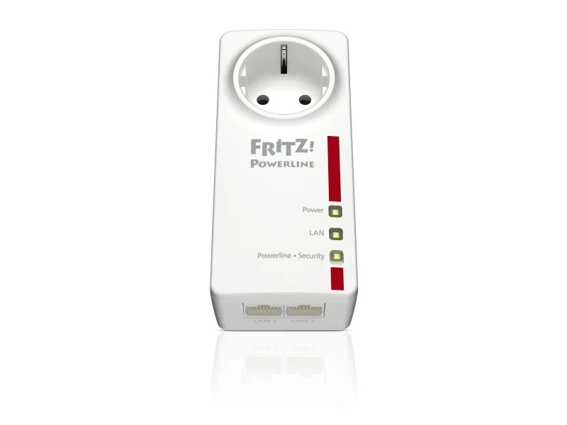 AVM FRITZ!Powerline 1220E - Powerline-adaptersæt 1GbE, HomePlug AV (HPAV) 2.0, IEEE 1901 - kan sluttes til vægstik (pakke med 2)