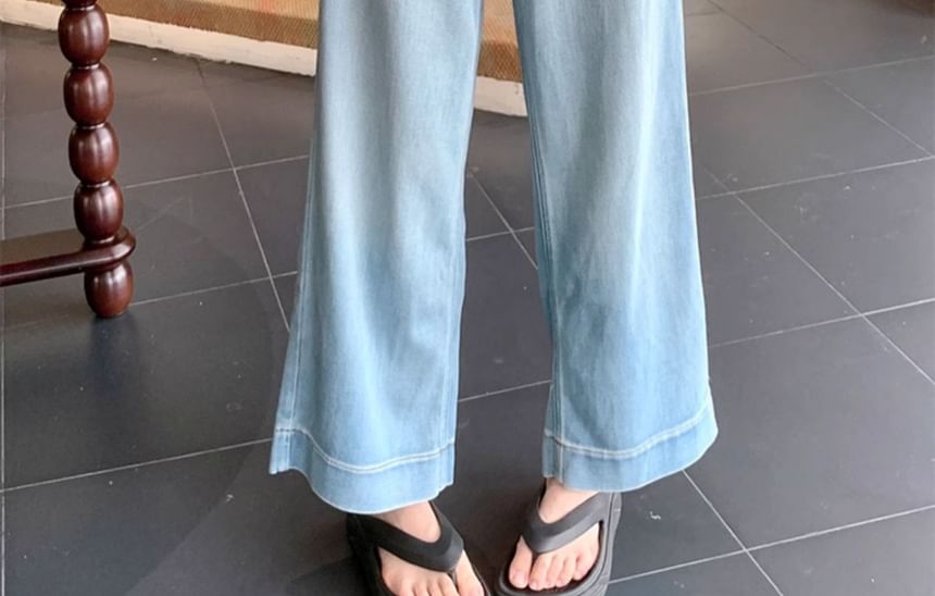 Wisjam - High Rise Washed Cropped Wide Leg Jeans